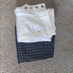 White skinny jeans and plaid pants